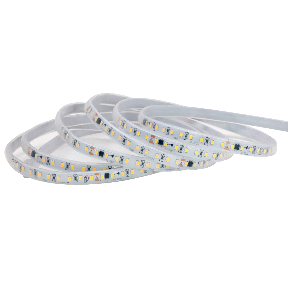 high voltage 220v driver-free IP65 cob led strip light luz led 110v cinta ce rohs warm white led flexibles tape