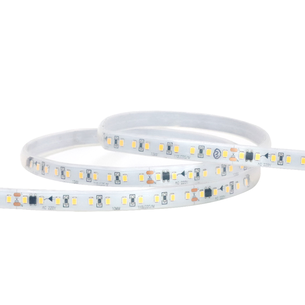 high voltage 220v driver-free IP65 cob led strip light luz led 110v cinta ce rohs warm white led flexibles tape