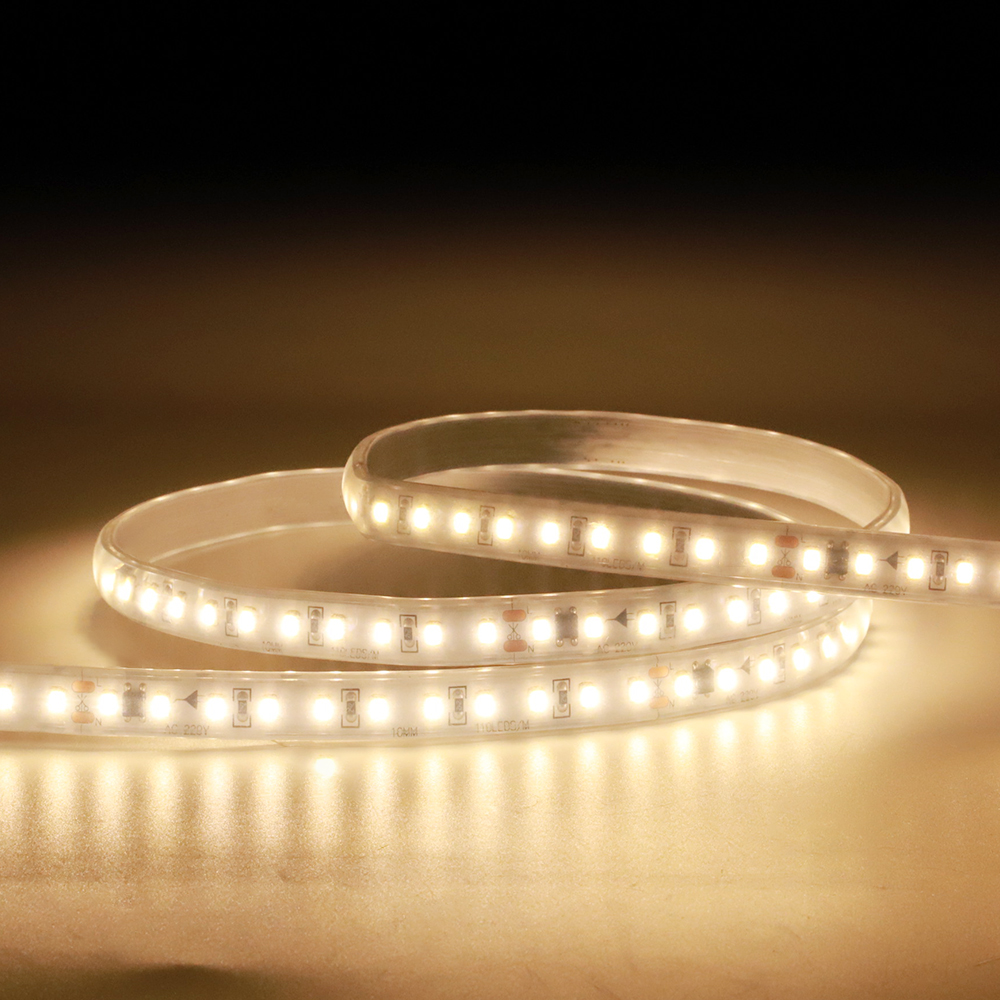 high voltage 220v driver-free IP65 cob led strip light luz led 110v cinta ce rohs warm white led flexibles tape