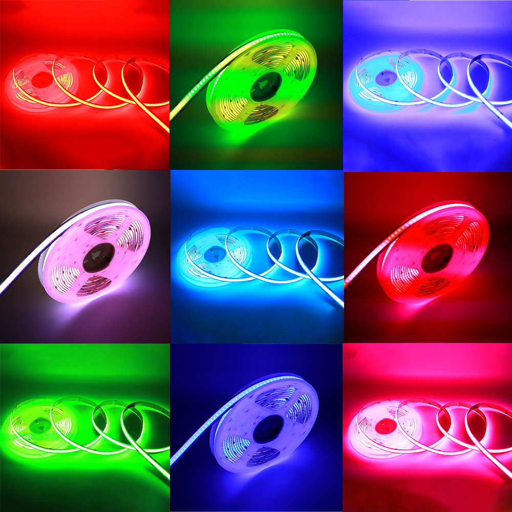 24V RGB COB LED Strip Light 768 LEDs/m Flexible Dotless Colorful FOB LED Tape Light Bar for Home Decor