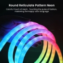 LED Neon Light - 5M RGBIC 360 Degree Round Reticulate Chasing Color LED Neon Strip Light Kit Flexible Nylon Silicone IP67 5V Braided Rope