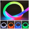 LED Neon Light - 5M RGBIC 360 Degree Round Reticulate Chasing Color LED Neon Strip Light Kit Flexible Nylon Silicone IP67 5V Braided Rope