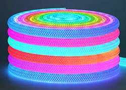 5M RGBIC 360 Degree Round Reticulate Chasing Color LED Neon Strip Light Kit Flexible Nylon Silicone I